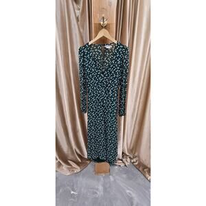 Reformation Green floral Long Sleeve Midi Dress Size 8